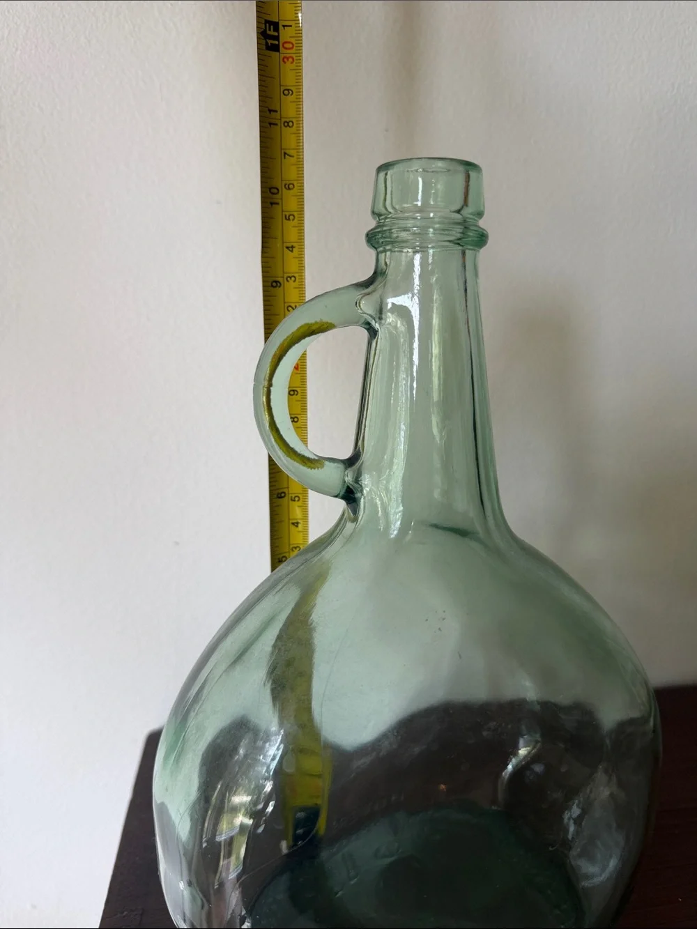 Green Handblown Glass Demijohn Jug